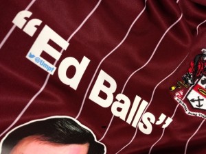 Ed Balls Morley Town Umpf social media stunt badge