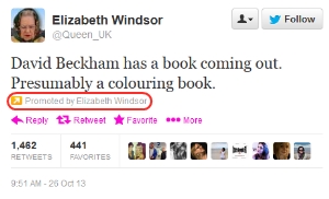 queen twitter account using promoted tweets