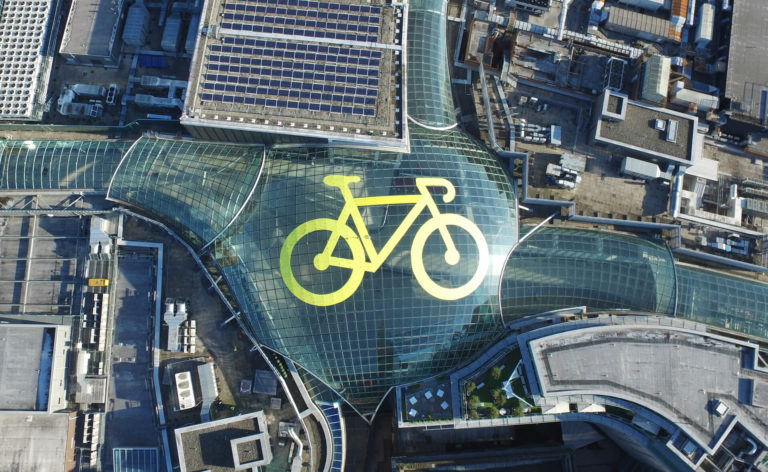 Trinity-Leeds-Bike-On-the-roof-PR-stunt-of-the-Year