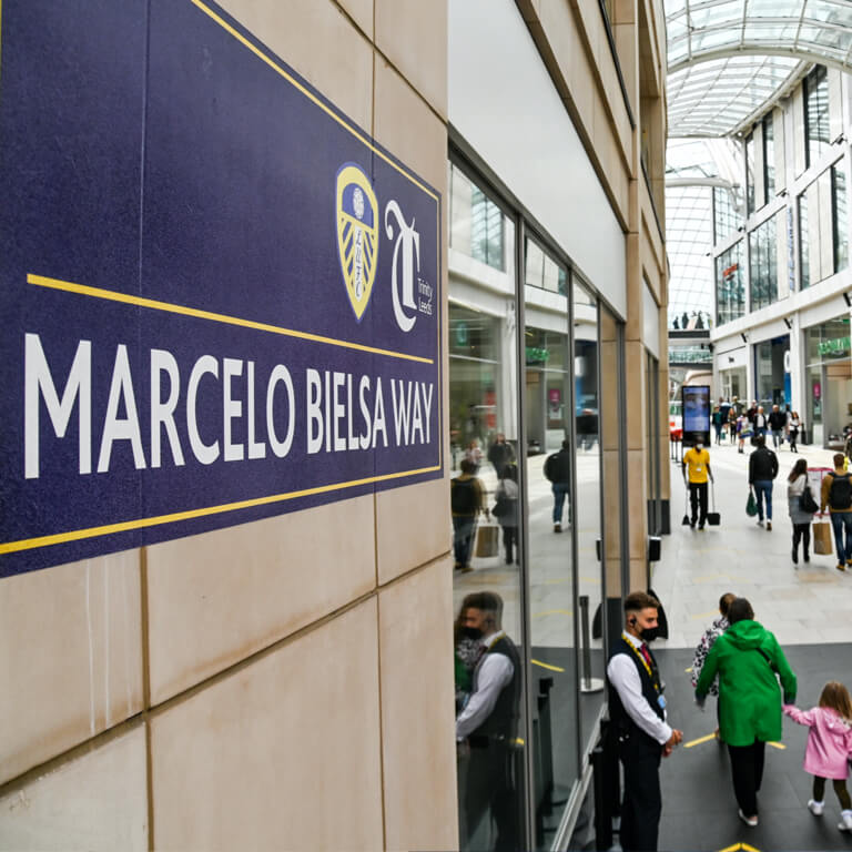 Trinity Leeds Marcelo Bielsa Way Street Sign - PR Stunt of the Year