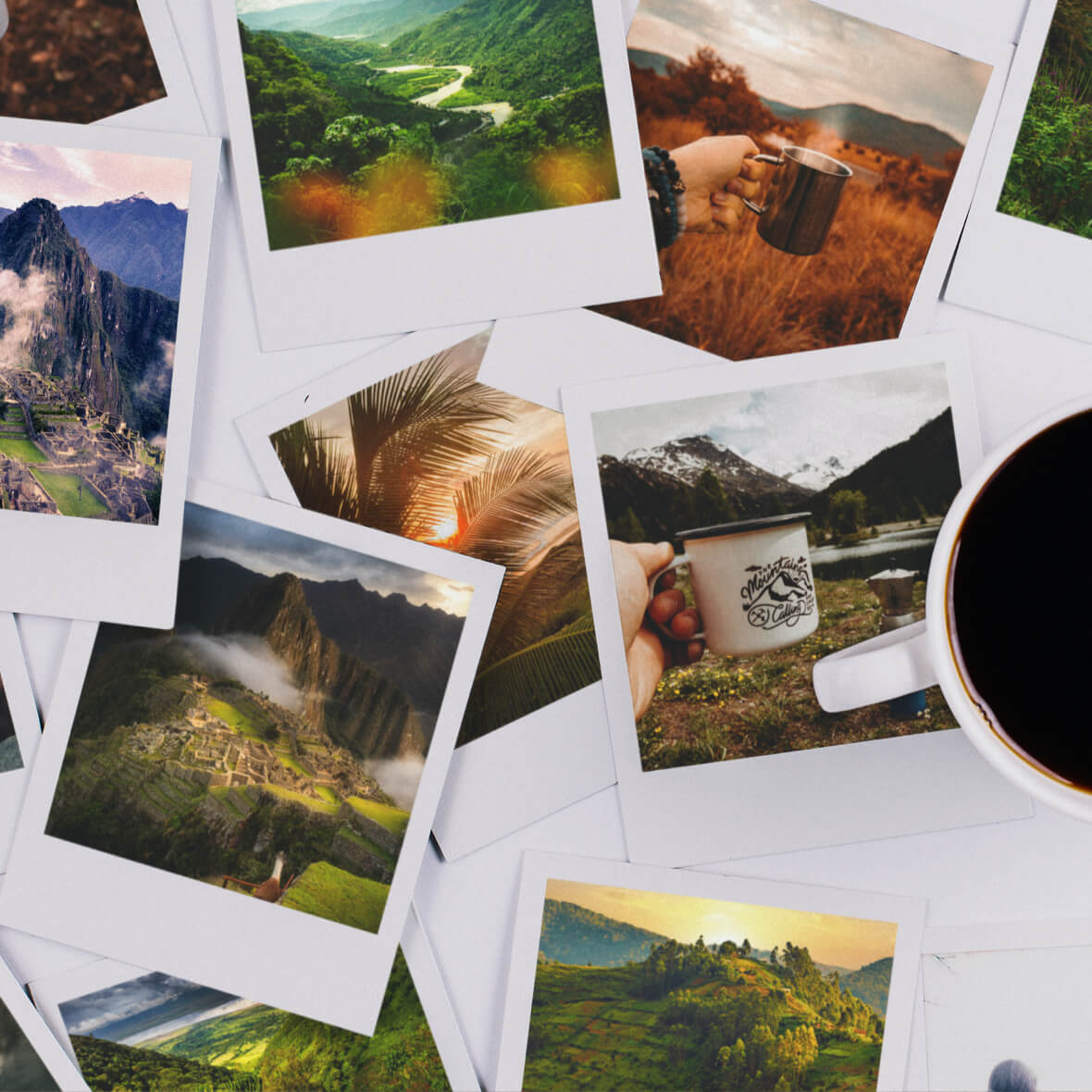 Polaroid Pictures Coffee Memories