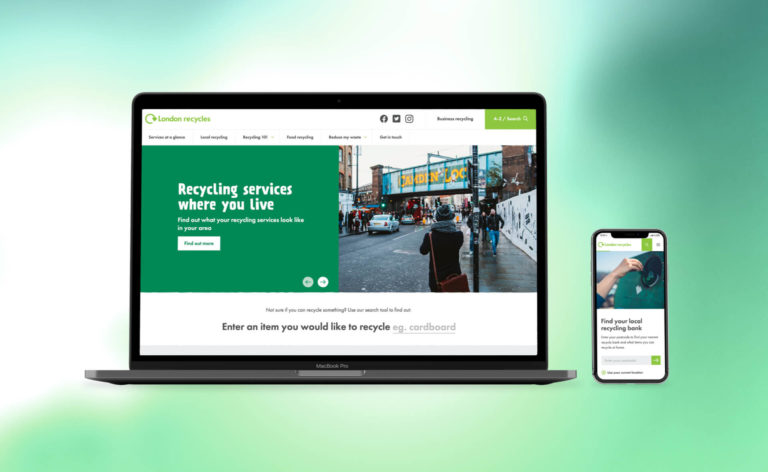 London Recycles website homepage mockup