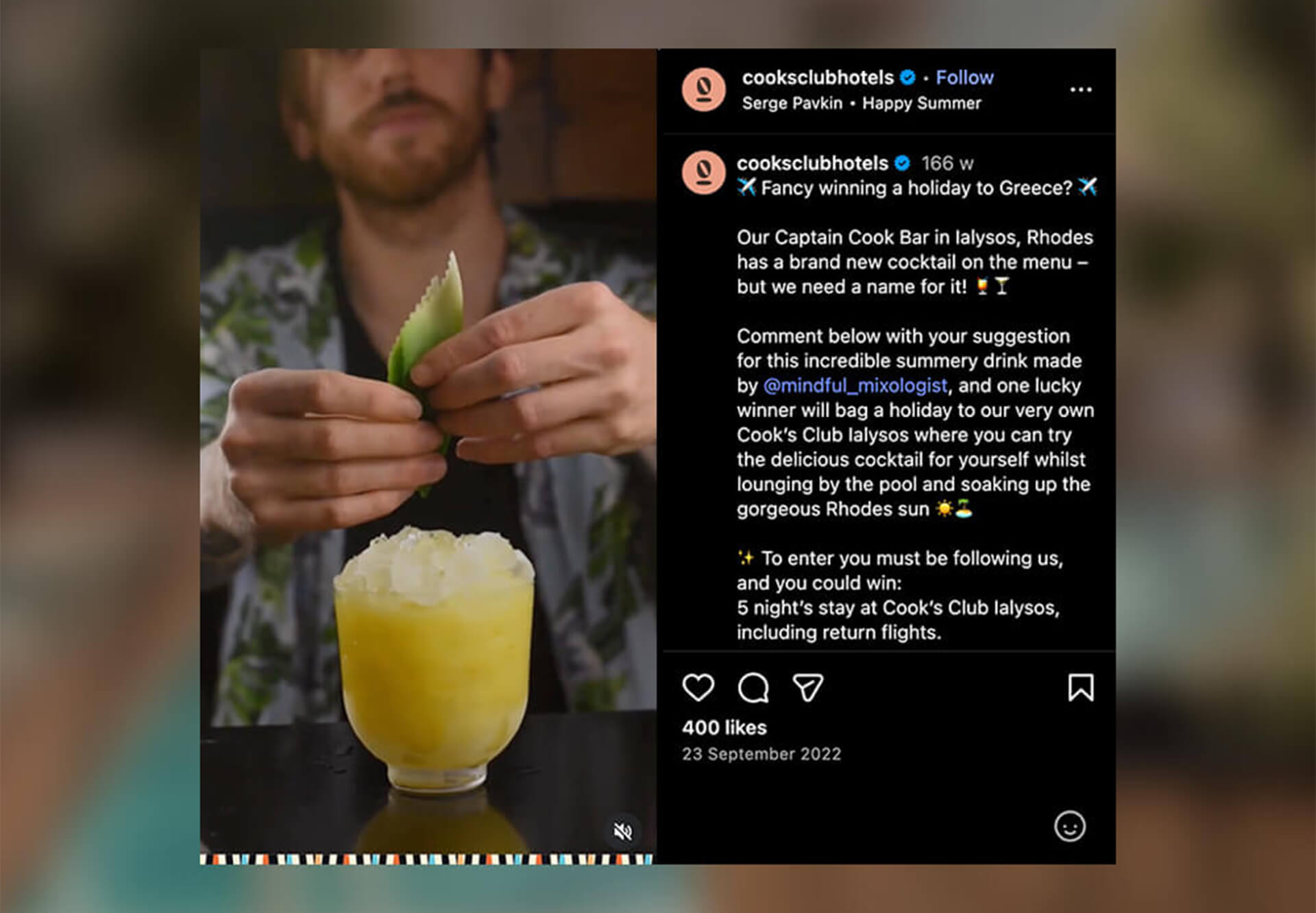 Instagram social competition for Cook’s Club’s Newest Hotels