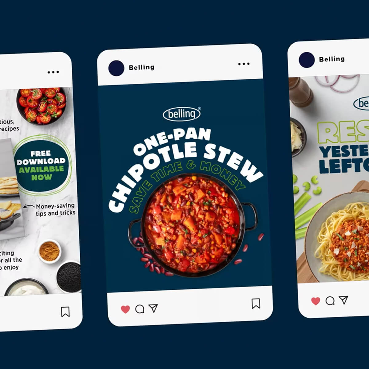 Image displaying both static and animated social creative for Belling.