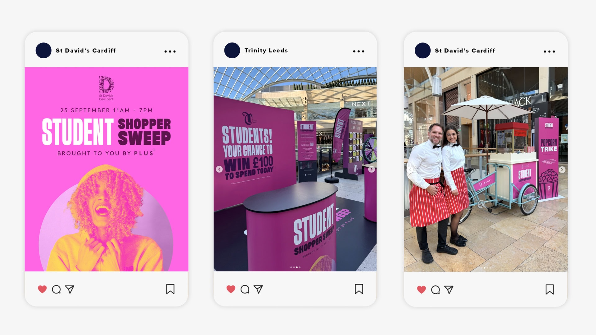 Creative campaign designs for Landsec Student Events Campaign 2025.