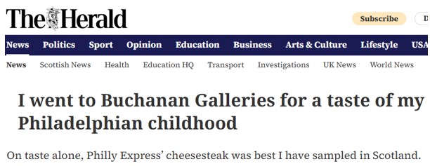 A press clipping from The Herald for Buchanan Galleries