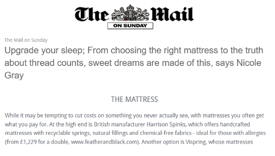 Harrison Spinks Mail on Sunday Coverage