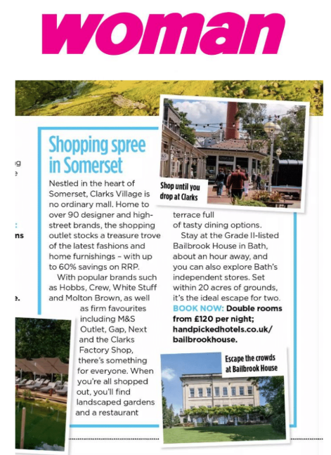 Woman Magazine- Clarks Village-Press Trip-coverage