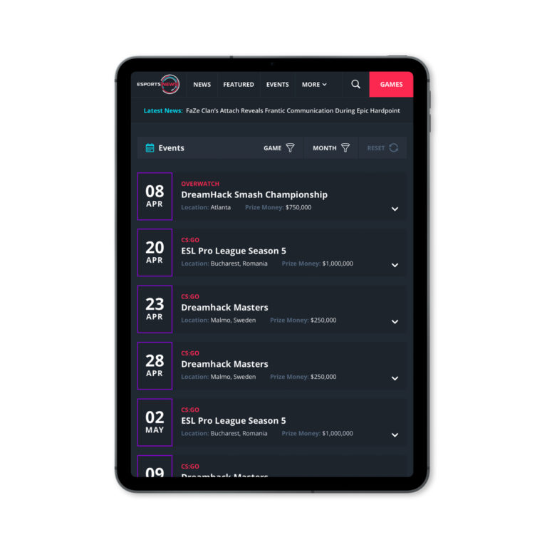 Esports Website Design